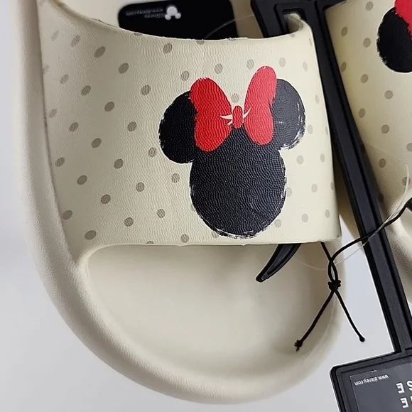 Disney Women's Minnie Mouse Sandals Slides Foam Lightweight Cream Size 9 - Picture 3 of 9